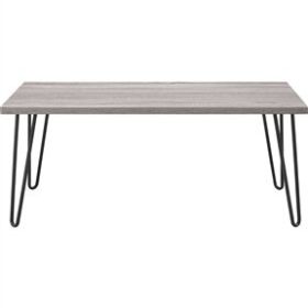 Modern Classic Vintage Style Coffee Table with Wood Top and Metal Legs