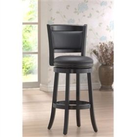 Black 29-inch Swivel Seat Barstool with Faux Leather Cushion Seat