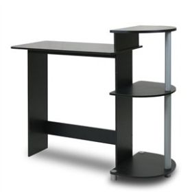 Contemporary Computer Desk in Black Grey Finish