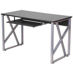 Contemporary Black Laminate Office Computer Desk with Keyboard Tray