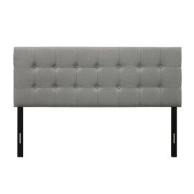 Full size Contemporary Button-Tufted Headboard in Grey Upholstered Fabric