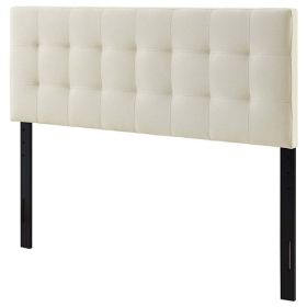 Full size Ivory Linen Fabric Upholstered Tufted Headboard