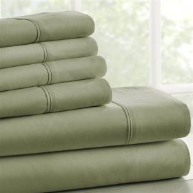 King Size, Sage 6 PCS Soft Wrinkle Resistant Microfiber/Polyester Sheet Set