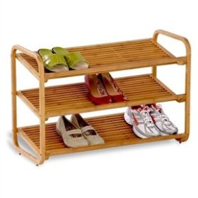 3-Tier Bamboo Shoe Rack Shelf  - Holds 9-12 Pairs of Shoes