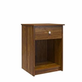 Rusic Brown Oak Farmhouse 1-Drawer Bedroom Nighstand with Open Shelf