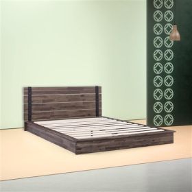 King size Farmhouse Wood Industrial Low Profile Platform Bed Frame