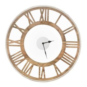 20-inch Classic Farmhouse Natural Wood Roman Numerals Wall Clock