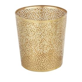 1.3 Gallon Round Perforated Copper Gold Metal Waste Basket Trash Can