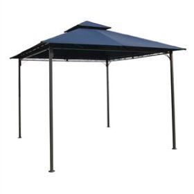 10Ft x 10Ft Outdoor Garden Gazebo with Iron Frame and Navy Blue Canopy