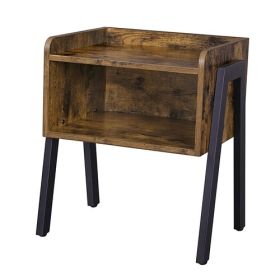 Modern Stacking Open Shelf Nightstand End Table in Medium Brown Wood Finish