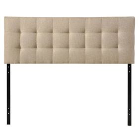 Queen size Modern Beige Tan Taupe Fabric Tufted Upholstered Headboard