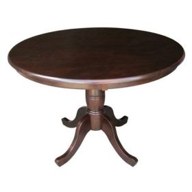 Round 36-inch Solid Wood Kitchen Dining Table in Rich Mocha