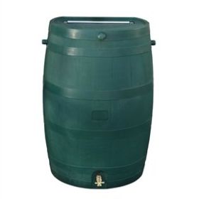 Green 50-Gallon Rain Barrel in UV Resistant Plastic w/ Brass Spigot