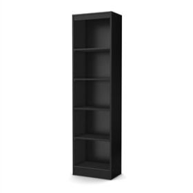 5-Shelf Narrow Bookcase Black Finish