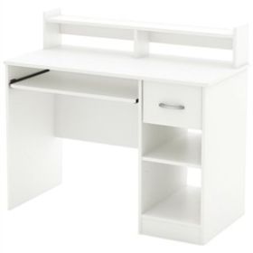 Contemporary Home Office Computer Desk in White Wood Finish