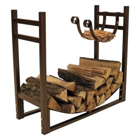 Bronze Metal Indoor/Outdoor Firewood Log Rack with Removeable Kindle Holder