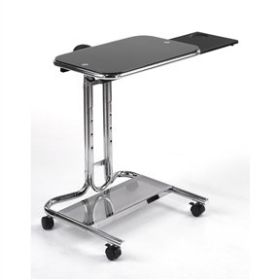 Mobile Laptop Computer Desk Cart with Black Glass Top