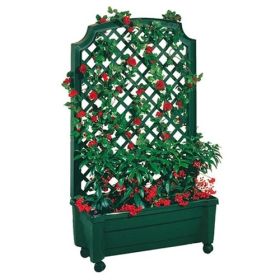 Indoor/Outdoor Green Polypropylene Wheeled Trellis Planter