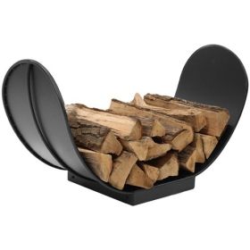 3 Ft. Black Indoor/Outdoor Curved Steel Firewood Log Storage Rack