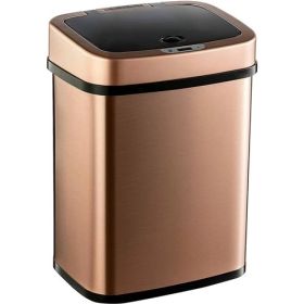 3-Gallon Copper Rose Gold Stainless Steel Trash Can with Motion Sensor Lid