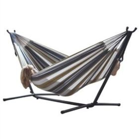 Desert Moon Pattern Cotton Hammock with 9-FT Steel Stand