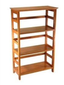 4-Tier Book-shelf Wood Bookcase in Honey Finish