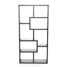 Modern 70-in High Display Cabinet Bookcase in Dark Brown Cappuccino Wood Finish