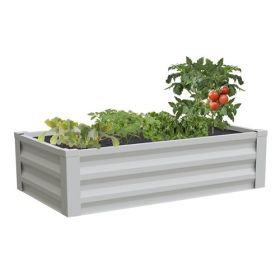 White Powder Coated Metal Raised Garden Bed Planter Made In USA