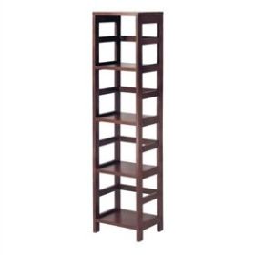 Narrow 4-Shelf Contemporary Shelving Unit in Espresso Wood Finish