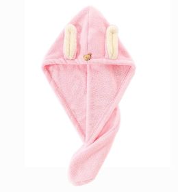 Cute Hair Wrap Towel Microfiber Drying Hair Turban Towel with Ears Pink