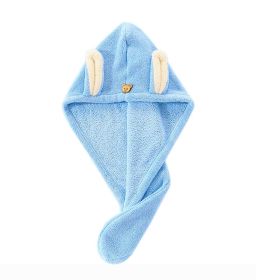 Cute Hair Wrap Towel Microfiber Drying Hair Turban Towel with Ears Blue