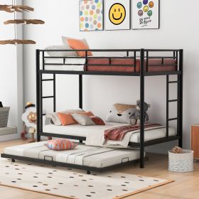 Twin over Twin Bunk Bed with Trundle, Black