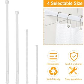 Tension Curtain Rod Spring Load Adjustable Curtain Pole Heavy-Duty Steel 4 Sizes for Bathroom Wardrobe Kitchen Balcony 200cm