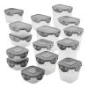 30-Piece Leak-Proof Stacking Food Storage Container Set, Gray Lids