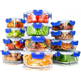 24-Piece Food Storage Containers Superior Glass Food Storage, 11-35 oz. Capacity