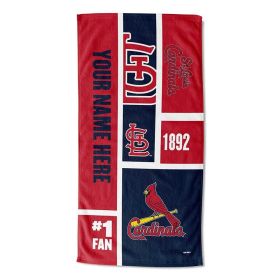 [Personalization Only] Cardinals Colorblock Personalized Beach Towel