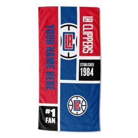 [Personalization Only] Los Angeles Clippers Colorblock Personalized Beach Towel