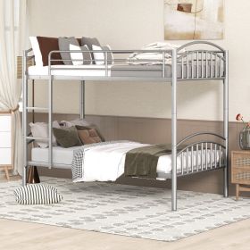 Twin Over Twin Metal Bunk Bed,Divided into Two Beds(Silver){OLD SKU:MF280424AAN}