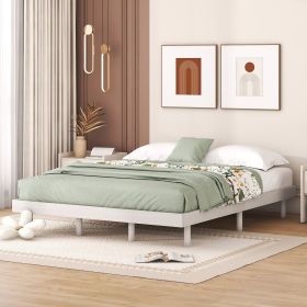 Modern Design Queen Floating Platform Bed Frame for White Washed Color