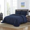 3 Piece Pintuck Ruffled Comforter Set - Chic Embroidery Farmhouse Style Bedding Set