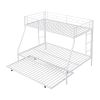 Twin over Full Bed with Sturdy Steel Frame, Bunk Bed with Twin Size Trundle, Two-Side Ladders, White