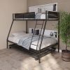 Twin over Full Metal Bunk Bed with Trundle/ Sturdy Metal Bed Frame/ Noise-Free Wood Slats/ Comfortable Textilene Guardrail/ Space-saving Trundle/ Bunk