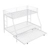 Twin over Full Bed with Sturdy Steel Frame, Bunk Bed with Twin Size Trundle, Two-Side Ladders, White