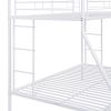 Twin over Full Bed with Sturdy Steel Frame, Bunk Bed with Twin Size Trundle, Two-Side Ladders, White