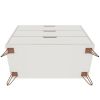 Manhattan Comfort Rockefeller Mid-Century- Modern Dresser with 3-Drawers in Off White and Nature