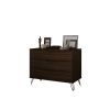 Manhattan Comfort Rockefeller Mid-Century- Modern Dresser with 3-Drawers in Brown