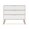 Manhattan Comfort Rockefeller Mid-Century- Modern Dresser with 3-Drawers in White