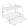 Twin over Full Bed with Sturdy Steel Frame, Bunk Bed with Twin Size Trundle, Two-Side Ladders, White