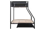 Twin over Full Metal Bunk Bed with Trundle/ Sturdy Metal Bed Frame/ Noise-Free Wood Slats/ Comfortable Textilene Guardrail/ Space-saving Trundle/ Bunk