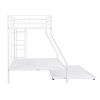 Twin over Full Bed with Sturdy Steel Frame, Bunk Bed with Twin Size Trundle, Two-Side Ladders, White